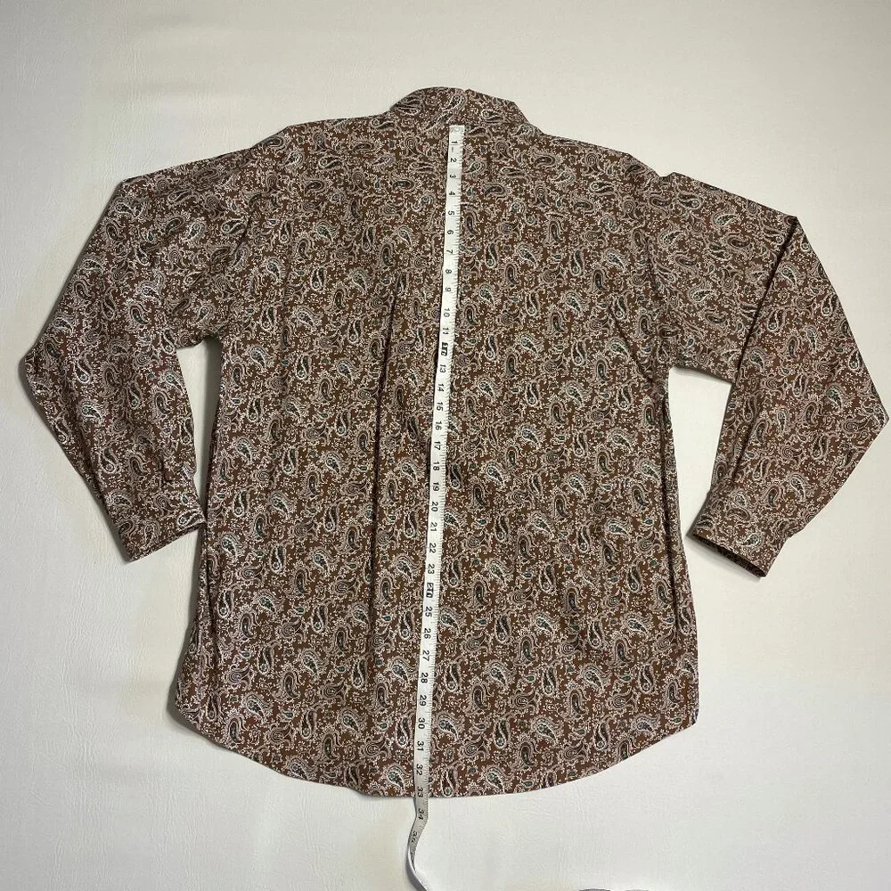 Cinch Shirt Men's Large Brown 100% Cotton Paisley Long Sleeve Button Up Western - Picture 9 of 13
